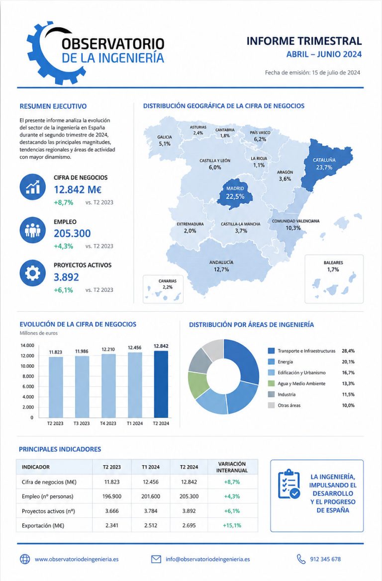 Página interior del informe con datos clave del sector